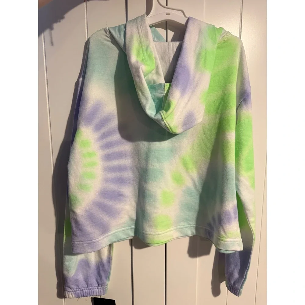 Converse Girls Light Dew Tie Dye Hoodie Iridescent Logo Sweatshirt M 10-12 NEW